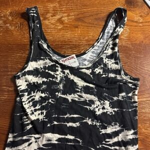 Robin‎ K Minidress Black Tan Size Medium M Uneven Hem Lightweight